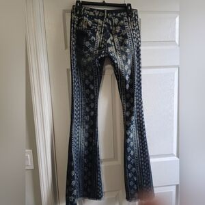 Free People Indigo Floral Flare Jeans